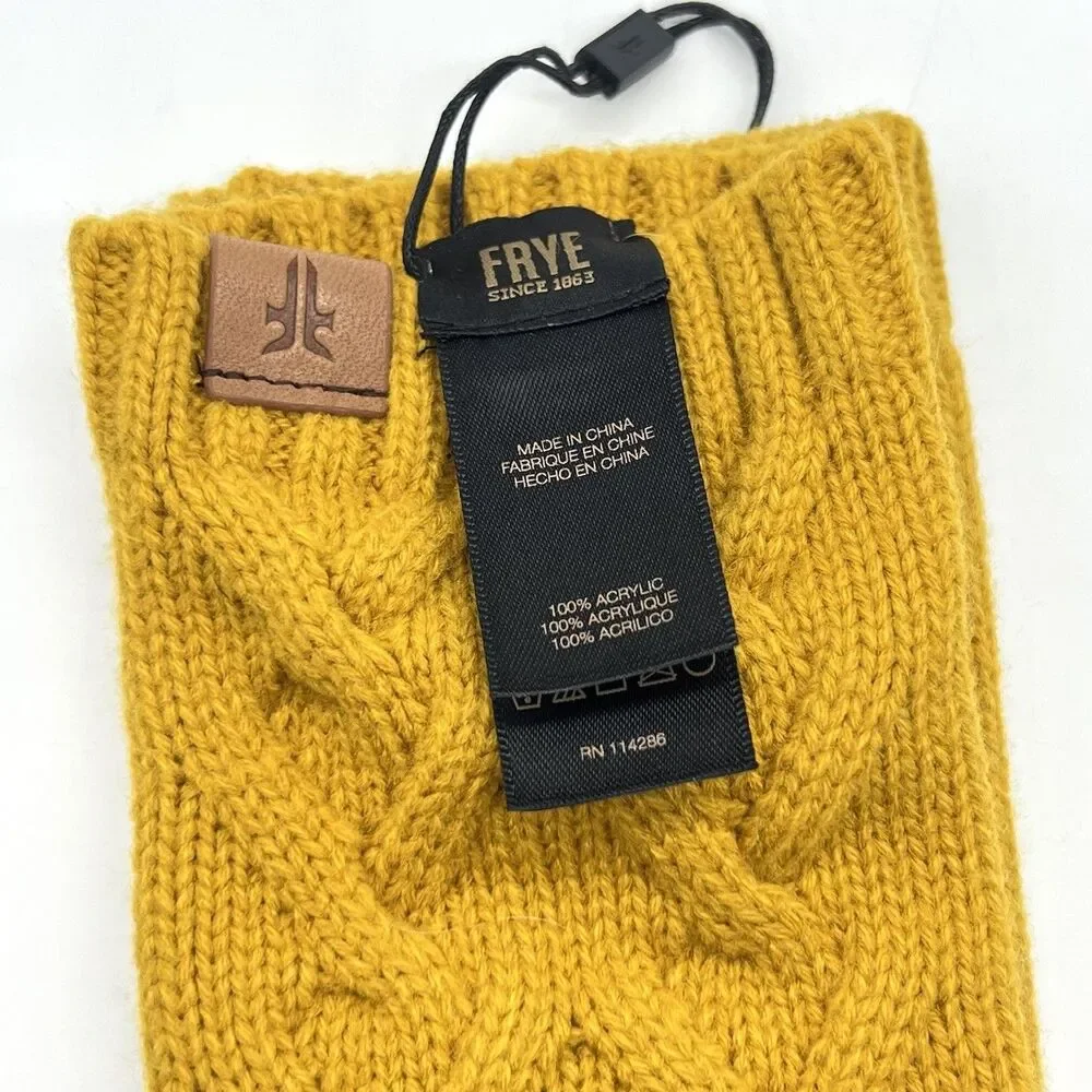 NWT Frye Womens Gloves Cable-Knit Fingerless Arm/Wrist Warmer Mustard Yellow OS
